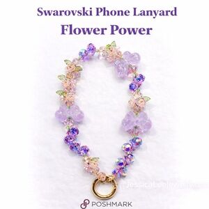 Swarovski Crystal Phone Lanyard – Handcrafted Statement Wristlet | Flower Power